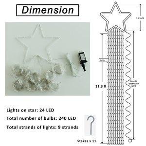 Led Cây giáng sinh Topper Sao đèn trong nhà/ngoài trời Xmas trang trí nội thất với PVC Thác Cổ Tích chuỗi cho các bên Patio trang trí - Product Image 5