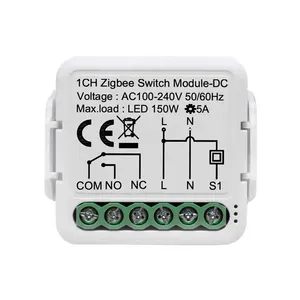 Zigbee Module de contact sec DC Module de commutateur intelligent pour la prise en charge de la lumière Contrôle vocal App Control modèle universel