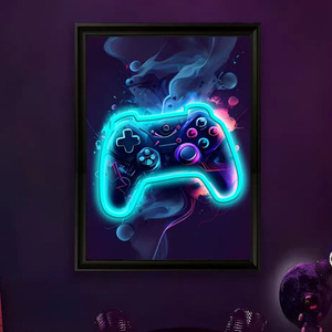Blue Gamepad LED picture frame neon indoor hanging <b>wall</b> decoration luminous hanging painting USB powered <b>dimmable</b> ambient <b>light</b> - Product Image 1
