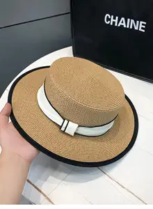 High Quality Female Summer Straw Hat Anti-Ultraviolet Woven Paper Hat For Daily Casual Travel Party Use-Custom Logo-Wholesale