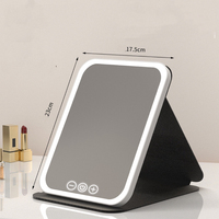 Miroir de courtoisie de maquillage éclairé par LED rechargeable portable écran tactile éclairage à intensité variable miroir cosmétique de bureau pliable pour