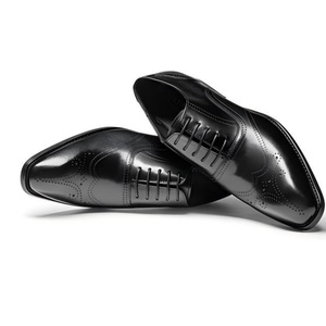 Chaussures à lacets en cuir véritable de haute qualité, teintes à la main, finition brossée, brillance naturelle, confortables, légères et respirantes, pour l'automne et le bureau - Product Image 1