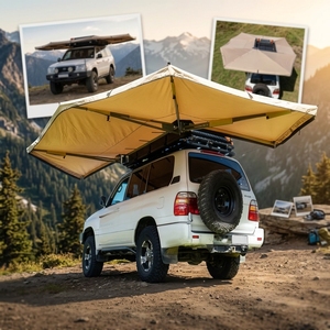 Auvent latéral de voiture Premium 180 degrés avec éclairage LED, tailles 2m et 2.5m, pour SUV 4x4 tout-terrain, camping, tente de toit à ouverture rapide, une chambre - Product Image 4
