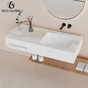 Lavabo de Porcelana de una Pieza, Estilo Mármol, Elegante, Superficie Sólida, Producto de Lavabo Individual - Product Image 1