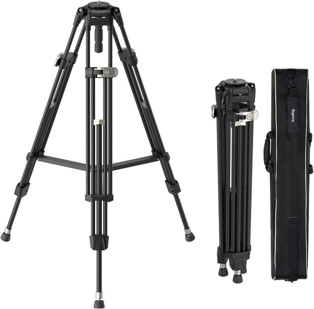 AD-80 FreeBlazer Heavy-Duty Tripod, 71" Video Tripod with 75mm Bowl Adapter,One-Step Height Adjustment, Load up to
