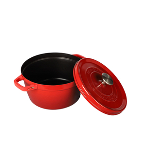 Olla de Horno Holandés de hierro fundido de calentamiento rápido con acabado de esmalte rojo para cocina y sartén para acampar con tapa de metal, elementos esenciales de cocina - Product Image 2