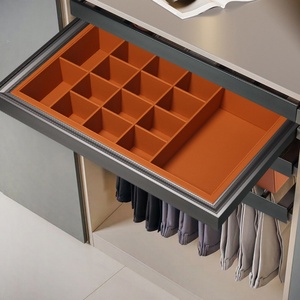 Organisateur de tiroir encastré <span class=keywords><strong>pour</strong></span> armoire, boîte à bijoux en cuir, porte-pantalons coulissant <span class=keywords><strong>pour</strong></span> <span class=keywords><strong>dressing</strong></span> et chambre à coucher - Product Image 3