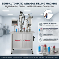Machine de remplissage semi-automatique pneumatique 3-en-1 pour aérosols BOV (Bag-on-Valve) pour cosmétiques, sprays corporels et canettes de crème solaire