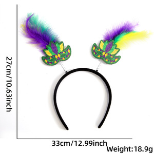 Mujeres Mardi Gras plumas tocados lentejuelas diadema sombrero traje fiesta carnaval púrpura verde diademas brillo diademas - Product Image 2