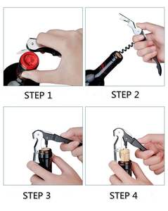 Sacacorchos de Acero Inoxidable con Forma de Caballito de Mar, Abridor de Botellas de Vino Manual Plano, Mango de Cuerno Negro, Regalo Promocional Ecológico - Product Image 6