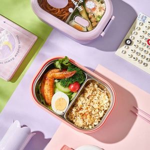Boîte à lunch bento mignonne en acier inoxydable sans BPA de 1000 ml pour enfants, compatible micro-ondes, anti-fuite, lavable au lave-vaisselle, écologique, durable, motif dessin animé - Product Image 3