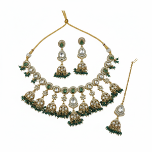 Luxury Indian Bridal Jewelry <b>Set</b> <b>Gold</b> Plated Zircon High Quality Pearls Ethnic Choker Necklace Heavy Earrings Engagement Wedding - Product Image 2