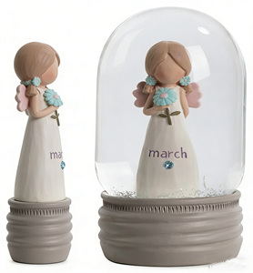 ลูกโลกหิมะนางฟ้าประดับดอกเดซี่พร้อมหินประจำเดือนมีนาคม ทำจากเรซิ่น ตกแต่งด้วยกลิตเตอร์ เหมาะสำหรับตกแต่งบ้านและเป็นของขวัญวันเกิด - Product Image 3