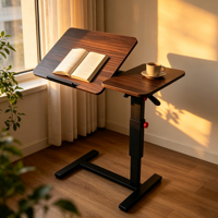 Bureau d'appoint pliable en bois, réglable en hauteur par vérin hydraulique, moderne, minimaliste et multifonctionnel, pour bureau, bureau à domicile, chambre et canapé
