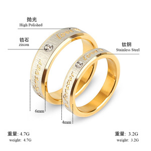 Di modo lucido personalizzato zircone intarsio spazzolato opaco finito fascia di cerimonia nuziale 316l <span class=keywords><strong>chirurgico</strong></span> <span class=keywords><strong>in</strong></span> <span class=keywords><strong>acciaio</strong></span> inossidabile coppia amante anello - Product Image 4