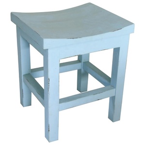 Antique Distressed White Wooden <b>Stool</b> Small Saddle Seat Teak Wood Chair Footstool For <b>Dining</b> Room Kitchen Hotel Wholesale - Product Image 3