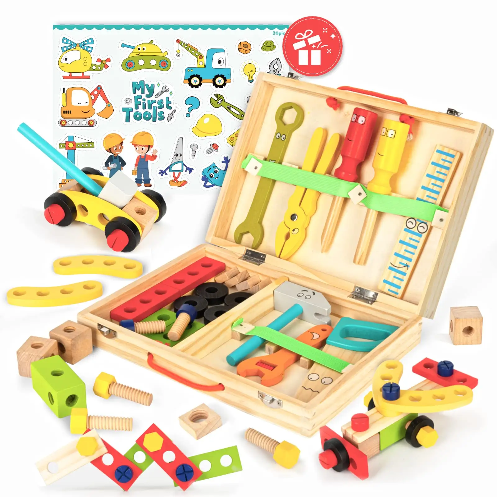 Wholesale Montessori Toys Wooden Tool Workbench Toy Pretend Play Tool Construction Kit Wooden Tool Kit For Kids