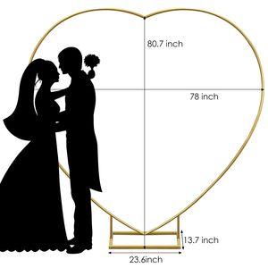 Luxus Shinny Herzform Metall Blumen bogen Wunderschöner Hintergrund rahmen für Geburtstags-und Hochzeits veranstaltungen Hintergrund Dekor Stand - Product Image 6