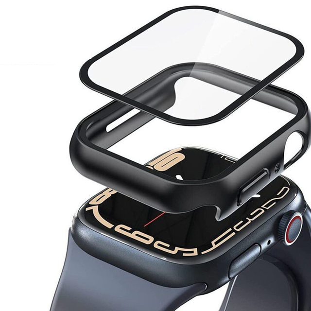 42mm 46mm 2 in 1 Hard Pc Tempered Glass Protective Screen Watch Case for Apple Series 10 11