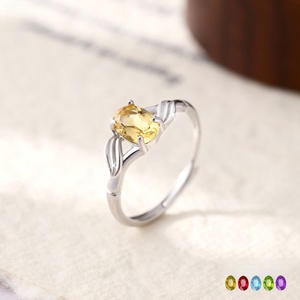 Anillos Ajustables de Plata 925 de Fábrica, Resistentes al Deslustre, con Piedras Naturales Ovaladas, Joyería de Alta Calidad para Mujer, Regalo de Cumpleaños para Ella - Product Image 2
