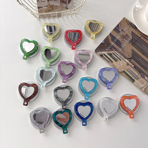 아크릴 하트 모양 자석 기능 화장 거울 겸용 휴대폰 거치대 (휴대폰 그립) - Product Image 1