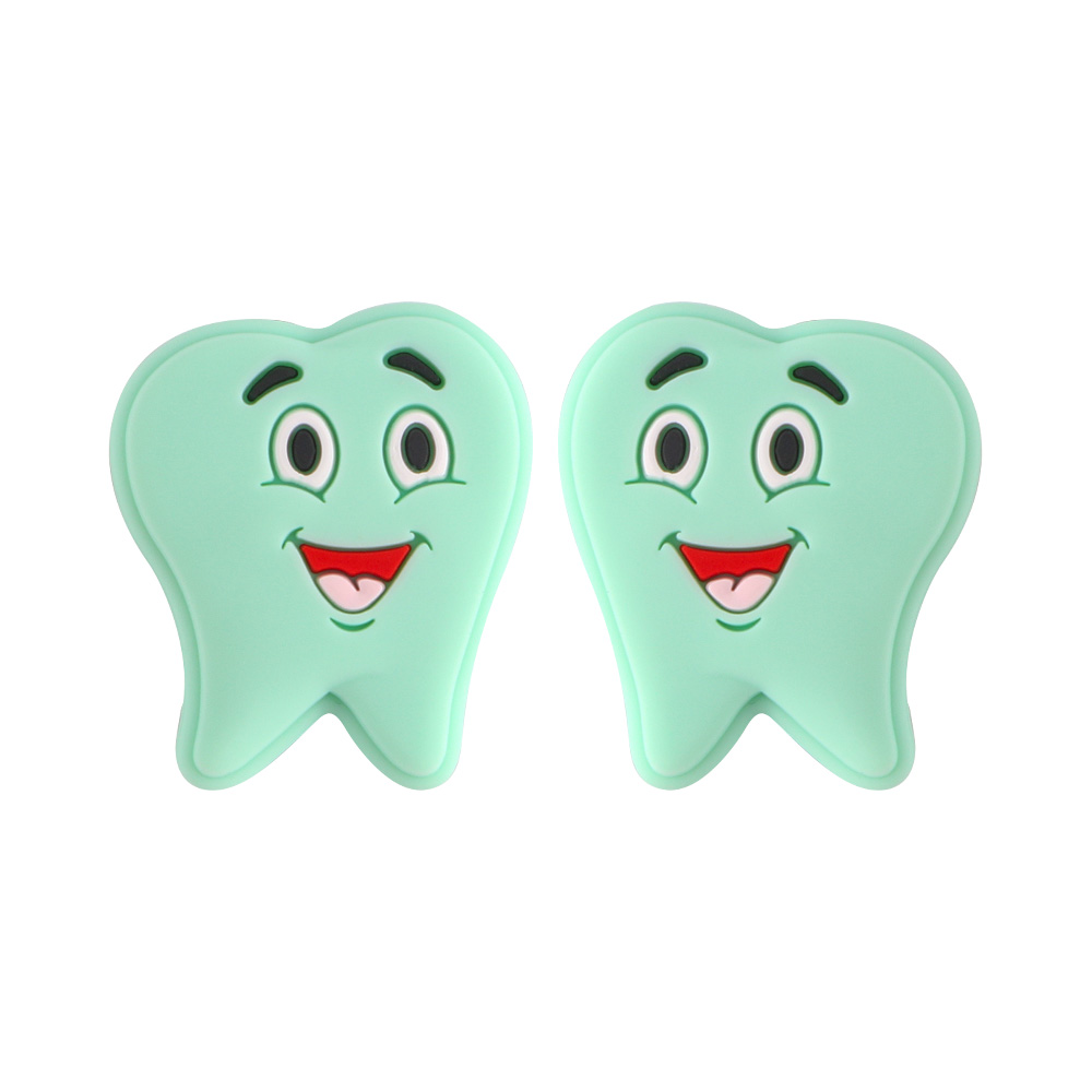 Perle focale en forme de dent, vert menthe SA157