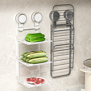 Suction Cup Vegetable Preparation Rack Three Layer Wall Mounted Storage Tray Multifunctional Kitchen Organizer - Product Image 1