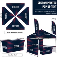 Tenda Kanopi Lipat 3x3m Rangka Aluminium Kain Oxford 600D Kit Stan Acara Bermerek Dengan Bendera Bulu Penutup Meja Kustom