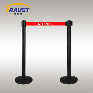 Dayanıklı siyah geri çekilebilir kemer bariyer Stanchion kuyruk standları sonrası kaldırım güvenlik bariyerleri trafik yönetimi Metal trafik - Product Image 2