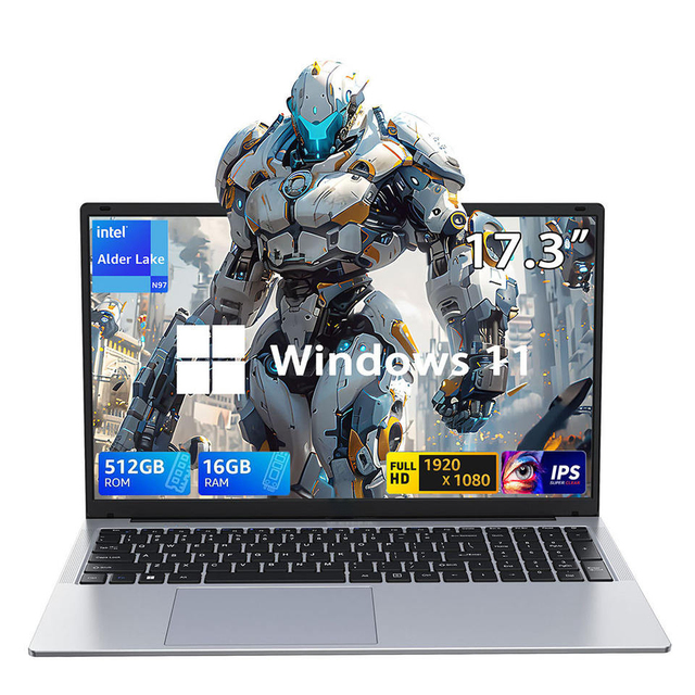 High-performance 17.3-inch  Gaming Laptops with 12th Gen Alder Lake N97, 16GB  RAM, 512GB SSD,  Intel I5 Processor, and US Plug.