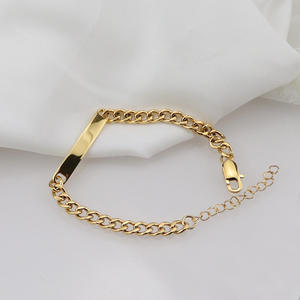 Chaîne de type curb en acier inoxydable gravable, motif géométrique, bracelet cubain pour <span class=keywords><strong>couple</strong></span>, bracelet pour homme, cadeau personnalisé, bijoux en gros - Product Image 3