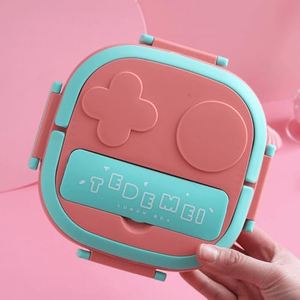 Boîte à bento carrée en plastique portable pour enfants et bébés – Contenant repas mignon - Product Image 4