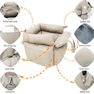 Maßgefertigter Luxus-Kunstleder-Hundeautositz Erhöhtes Bett Haustier-Autositz mit Sicherheitsgurt Luxus-Hundebetten Haustier-Autositz - Product Image 3