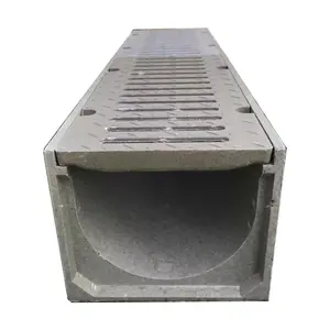 Drenaj oluklu demir kapak beton U tipi yağmur suyu drenaj kanalı sistemleri polimer beton drenaj kanalı