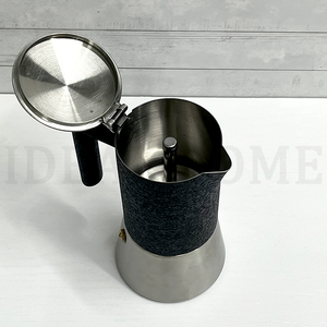 Nouvelle conception de <span class=keywords><strong>cafetière</strong></span> à expresso pour cuisinière, <span class=keywords><strong>cafetière</strong></span> à expresso en acier inoxydable, <span class=keywords><strong>cafetière</strong></span> à expresso à corps plein, pot à moka pour 3 à 6 tasses, 10 oz - Product Image 4