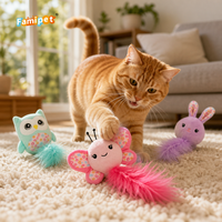 Jouet en peluche pour chaton Famipet, nouveau design animaux colorés sur le thème du printemps, doux et froissé, avec herbe à chat