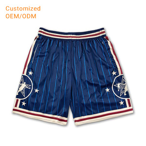 Celana pendek Basket pria, bawahan Logo kustom cepat kering lurus jala bernafas pendek - Product Image 1