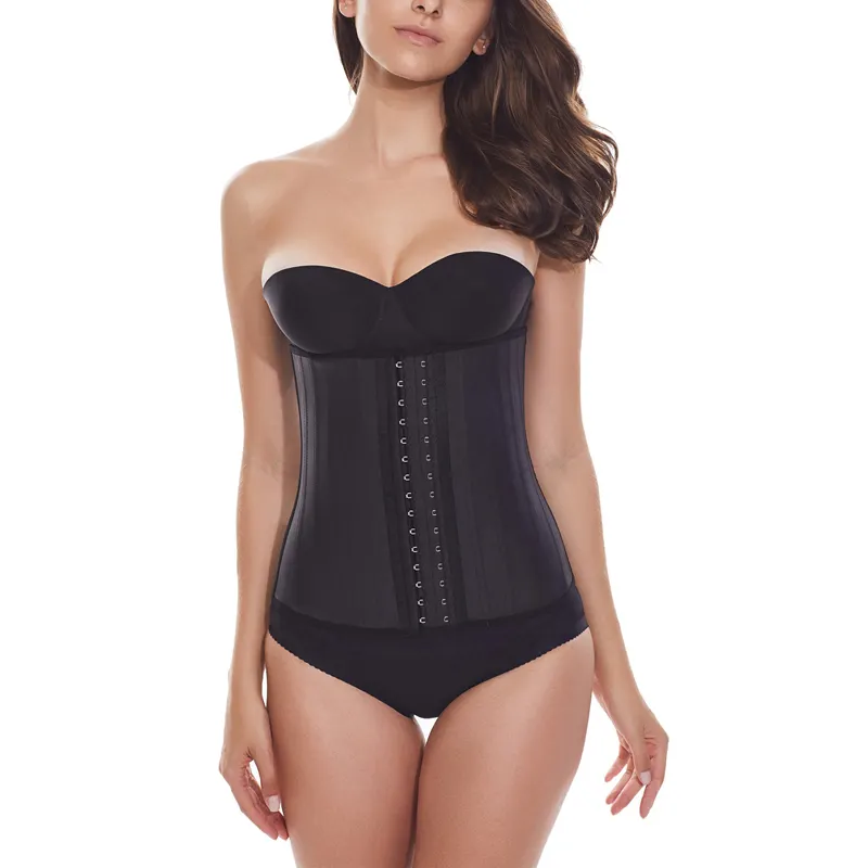 B&M Plus Size Corset With Hooks Trimmer Steel Bone Cincher Body Shaper Ladies Latex Waist Trainer For Women Lower Belly Fat