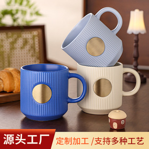 <b>Ceramic</b> Mug Gold Plated Retro Style Coffee <b>Cup</b> For Couples Gift Present - Product Image 4