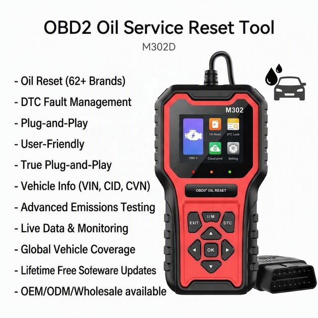 OEM OBD2 Oil Service Reset Tool M302D Automotive Diagnostic Scanner Car Code Reader Wholesale for Global Vehicle Brands & Trader