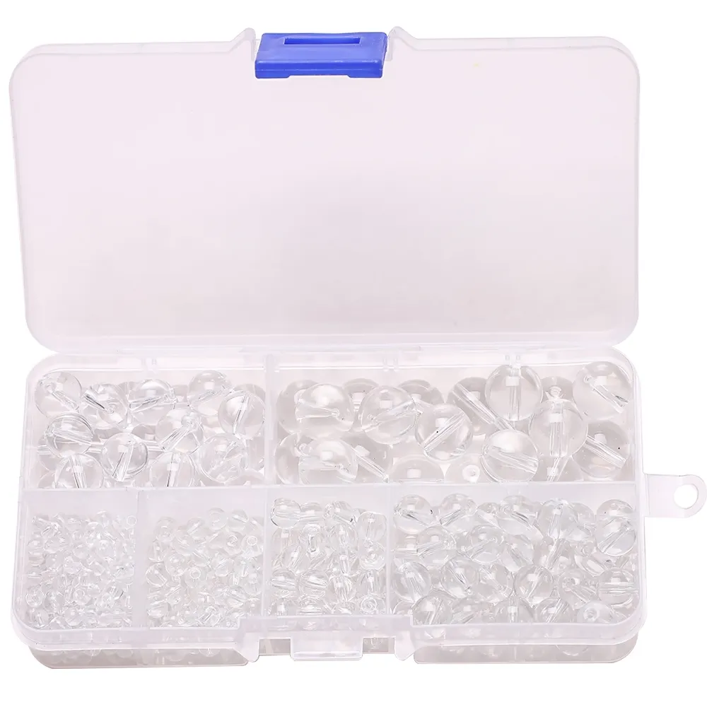ZHB 445Pcs Glass Round Bracelet Beads Box Set Elastic Wires 3 4 6 8 10 12MM Crystal Beads For DIY Making Jewelry Supplies