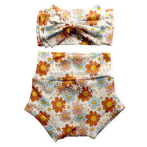 Set bando bayi laki-laki perempuan, ikat kepala cetakan kustom motif bunga Natal - Product Image 3