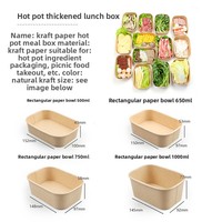 Boîte à emporter pour restaurant de hot pot biodégradable, boîte en papier kraft rectangulaire, 500 ml, résistante aux hautes températures, boîte à lunch