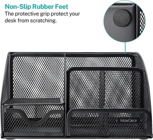 Đen tổ chức văn phòng phụ kiện đa chức năng lưới bàn tổ chức với 6 ngăn và 1 ngăn kéo - Product Image 4