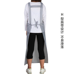 Waterproof Double-Shoulder <b>Apron</b> For Men And Women <b>Kitchen</b> Chef Workwear Adult TPU Coated Solid Color Gray Dark Blue - Product Image 3
