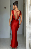 Vestido de Noche Largo Elegante con Abertura en la Espalda y Corte Ajustado - ¡Gran Oferta!