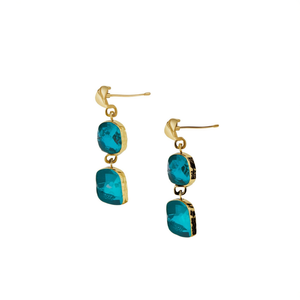 Pendientes Colgantes de Moda para Fiesta, Chapados en Oro PVD, Acero Inoxidable 316L, Resistentes y Sostenibles, con Gema Azul en Forma de Gota - Product Image 2