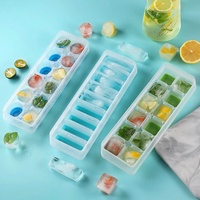 Moule à glaçons en silicone à fond souple, moule à crème glacée maison DIY avec couvercle, récipient de stockage de glace de grande capacité