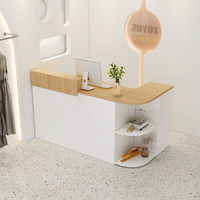 Nouveau design, luxe, pas cher, sur mesure, moderne, comptoir de réception de salon de beauté en bois blanc, petit devant