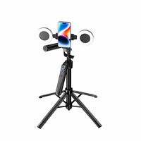 Kit de diffusion en direct OEM MS18 Max avec trépied pliable 383 mm + anneau lumineux + microphone + support pour perche à selfie pour Vlog/Streaming